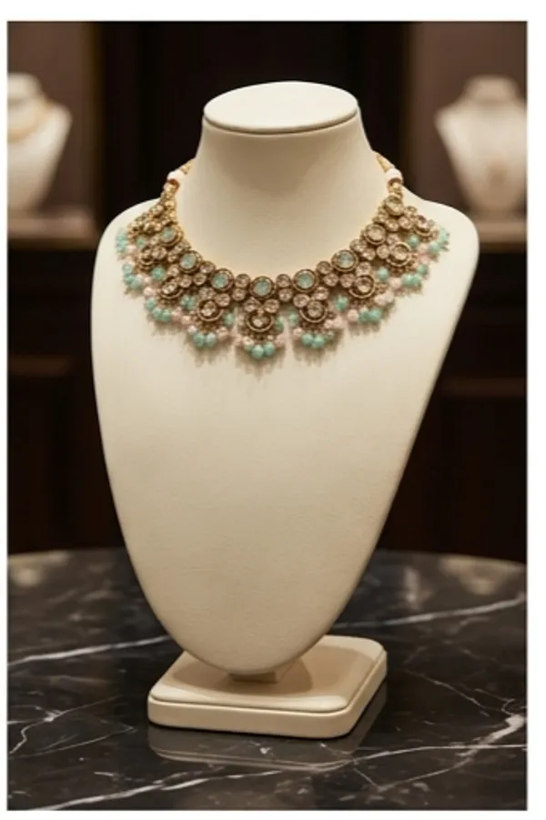 Mint_And_Pink_Kundan_Necklace_Set_With_Matching_Earrings