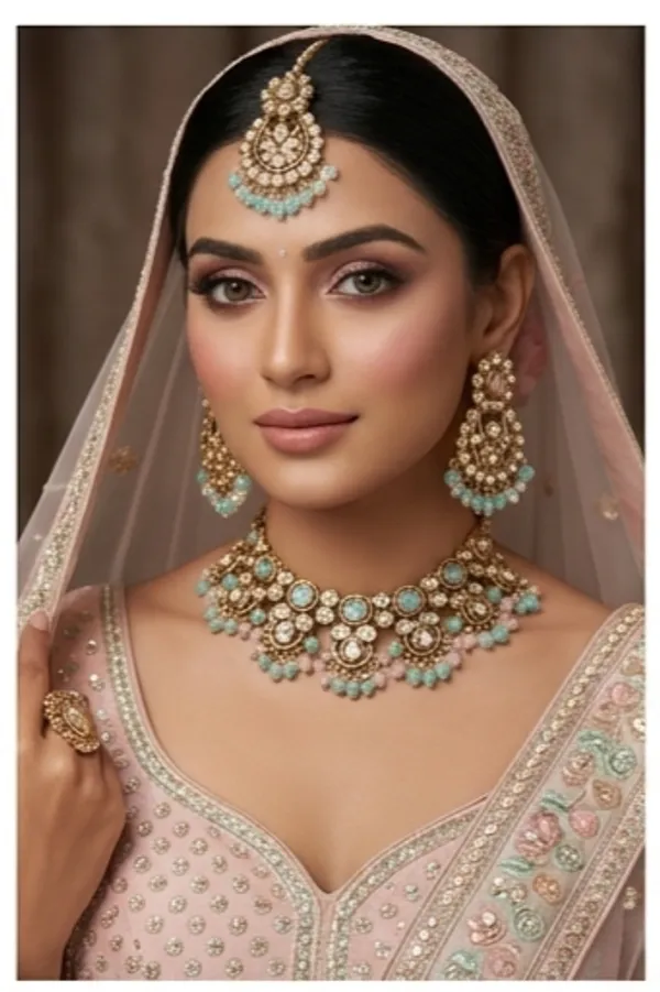 Mint_And_Pink_Kundan_Necklace_Set_With_Matching_Earrings