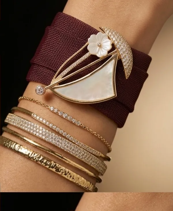 Gold_Plated_Crystal_Embellished_Cocktail_Bracelet_For_Women