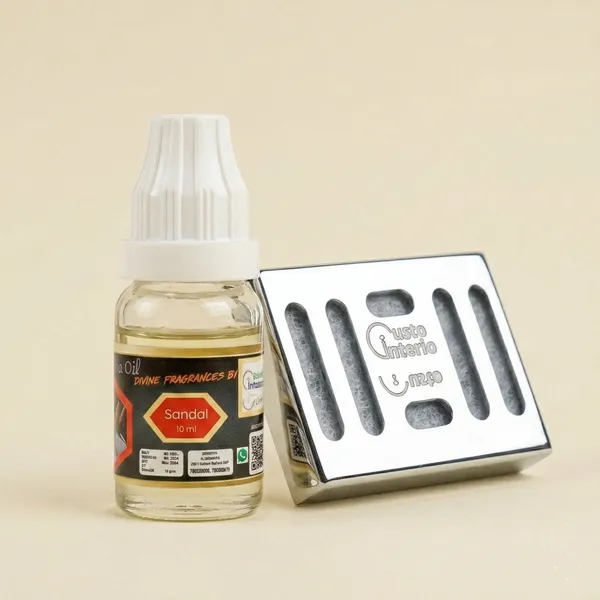 Silver_Dispenser_With_Sandal_Aroma_Oil_Car_Freshner_Combo