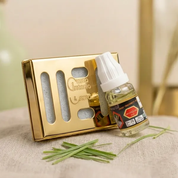 Golden_Dispenser_With_Lemon_Grass_Aroma_Oil_Car_Freshner_Combo