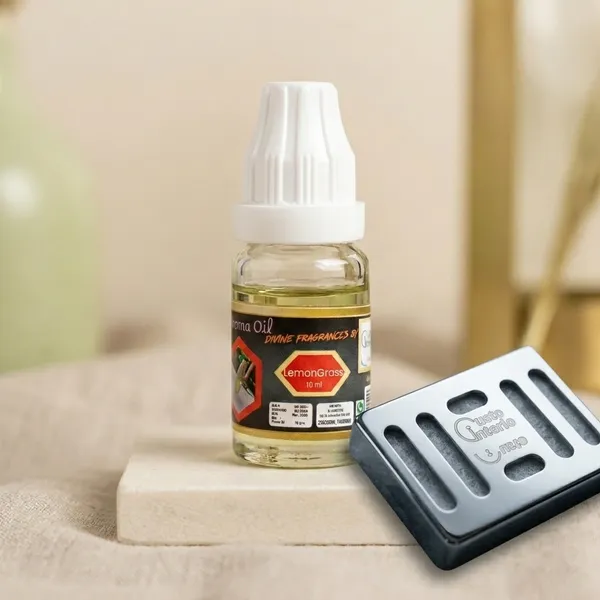 Silver_Dispenser_With_Lemon_Grass_Aroma_Oil_Car_Freshner_Combo