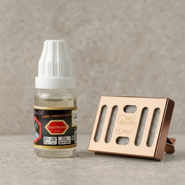 Rosegold_Dispenser_With_Ocean_Breeze_Aroma_Oil_Car_Freshner_Combo
