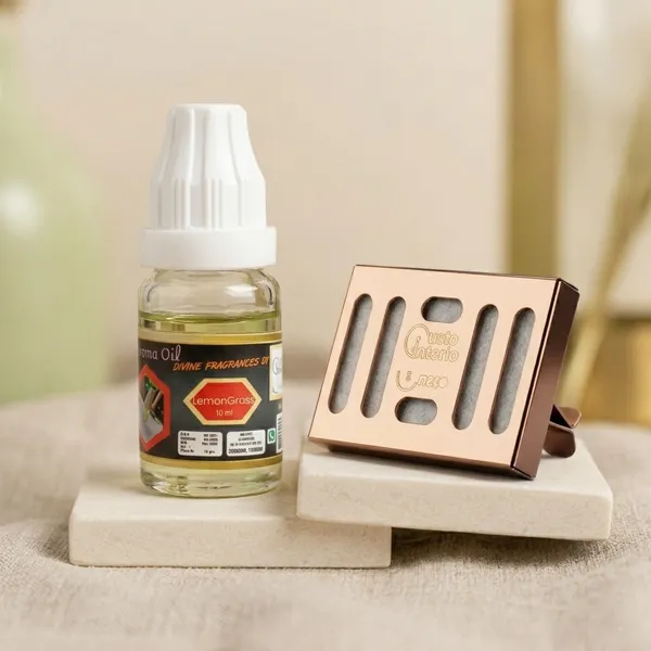 Rosegold_Dispenser_With_Lemon_Grass_Aroma_Oil_Car_Freshner_Combo