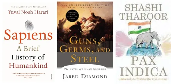 Sapiens:_A_Brief_History_of_Humankind_+_Guns,_Germs,_and_Steel_+_Pax_Indica:_India_and_the_World_of_the_21st_Century_|_Bestseller_Book_Collection