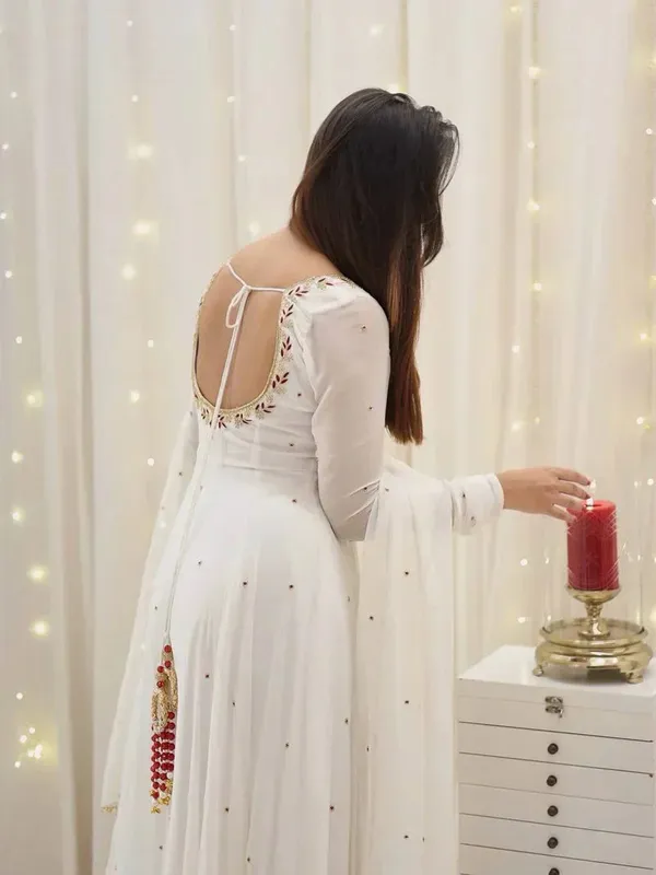 New_Designer_Collection_In_Faux_Georgette_With_Embroidery_Sequence_Work_Gown_And_Dupatta_Set_Fully_Stitched_Ready_To_Wear