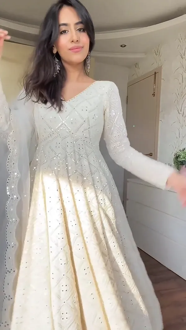 White_Embroidered_Georgette_Fully_Stitched_Anarkali_Suit_Set
