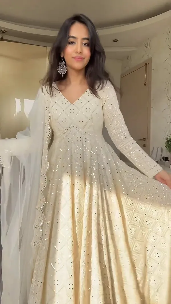 White_Embroidered_Georgette_Fully_Stitched_Anarkali_Suit_Set