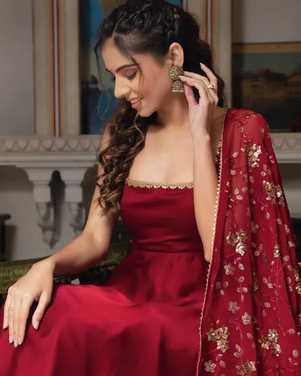 Maroon_Heavy_Faux_Georgette_Anarkali_Gown_With_Embroidery_Sequence_Work_Dupatta