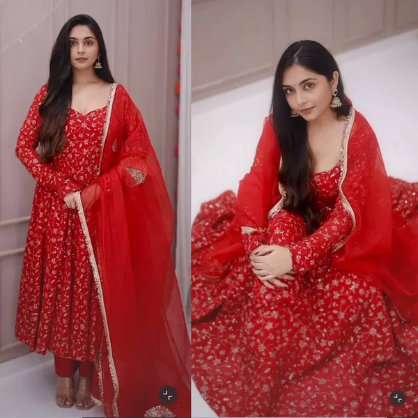 Heavy_Blooming_Georgette_Embroidery_Sequence_Work_Anarkali_Gown_Set_With_Pant_And_Dupatta