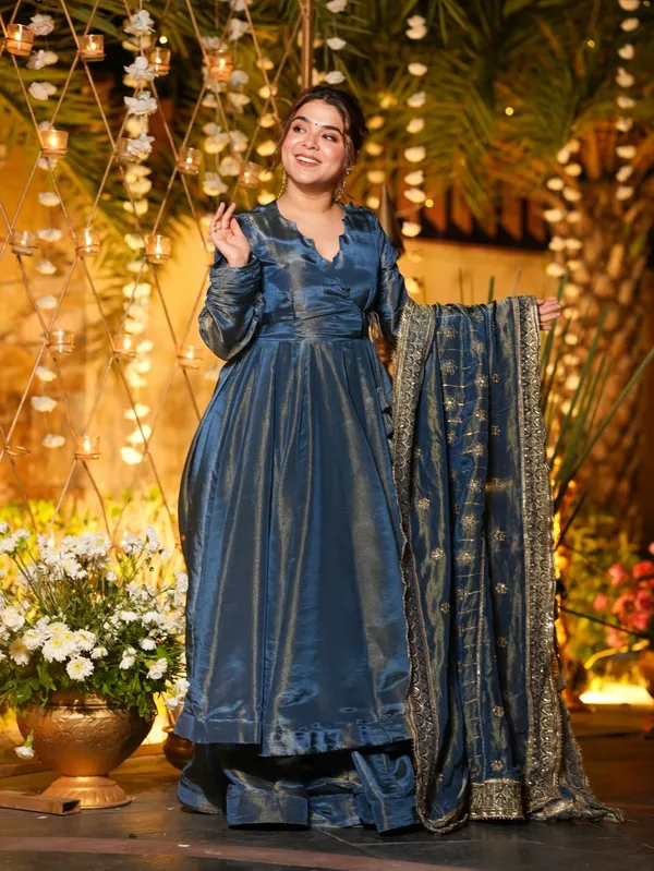 Designer_Nc_Vichitra_Silk_Anarkali_Suit_With_Plazzo_Embroidered_Dupatta