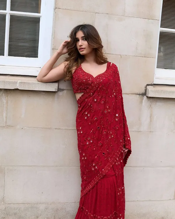 Designer_Faux_Georgette_Mirror_Work_Saree_With_Embroidered_Blouse_Default_Title