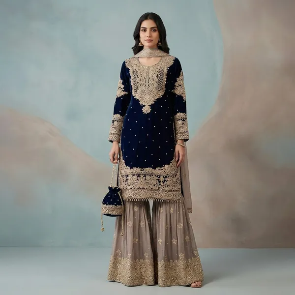 Velour_Vision_Gharara_Set_Dark_Blue