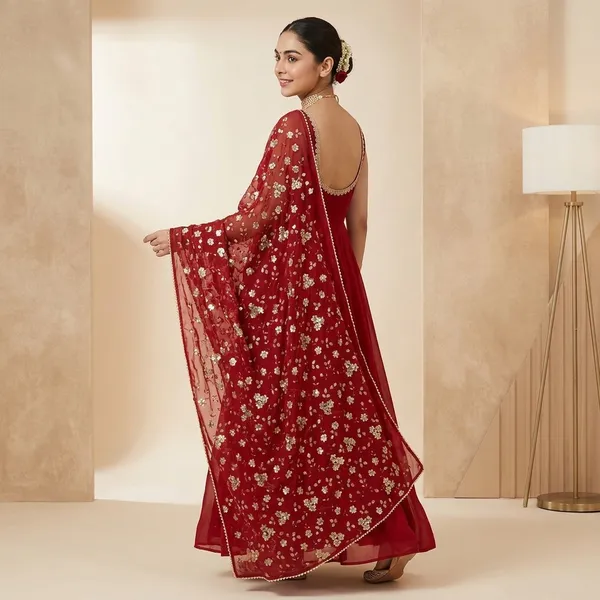Elegant_Anarkali_Set_With_Heavy_Dupatta_Red_Ready_To_Wear