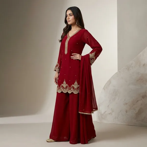 Premium_Designer_Kurta_With_Sharara_Set_Red