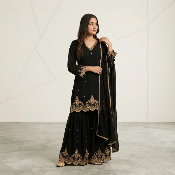 Premium_Designer_Kurta_With_Sharara_Set_Black