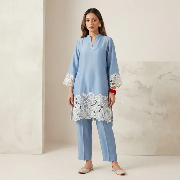 Blue_And_White_Heavy_Designer_Embroidery_Co_Ord_Set_Blue