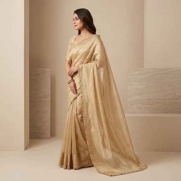 Beige_Gold_Fendy_Silk_With_Far_Border_Saree_Default_Title