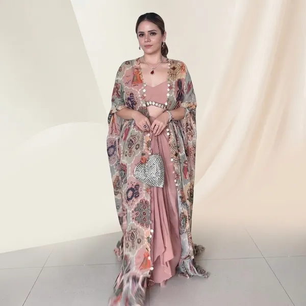 Peach_Color_Western_3_Piece_Set_With_Digital_Print_Shrug_Party_Wear_Western_Default_Title