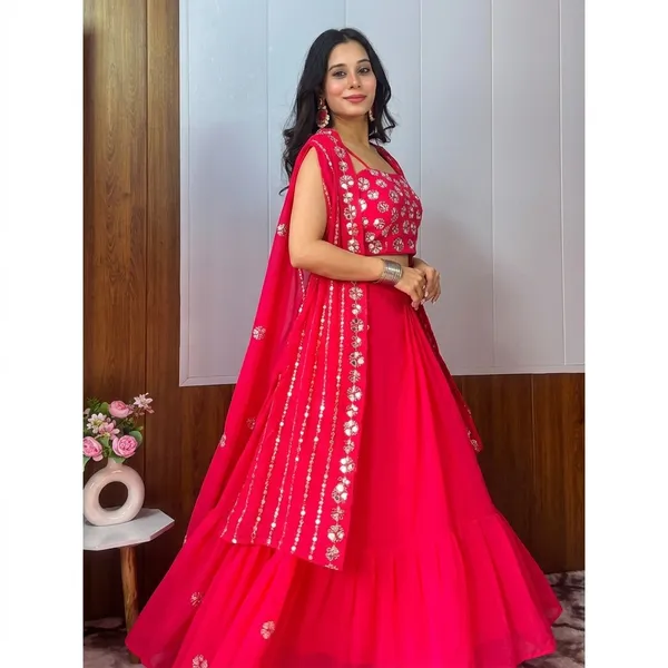 Pink_Georgette_Lehenga_With_Mirror_Embroidery_Dupatta_Default_Title