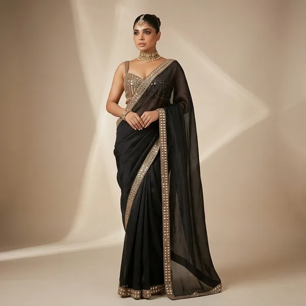 Pure_Satin_Silk_Saree_With_Original_Mirror_Embroidery_Work_Black
