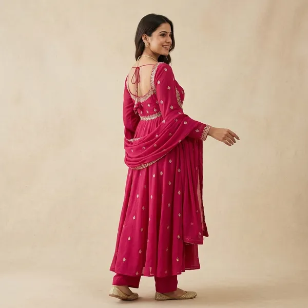 Premium_Faux_Blooming_Kurta_With_Micro_Cotton_Pants_Dupatta_Elegant_Indian_Outfit_Red