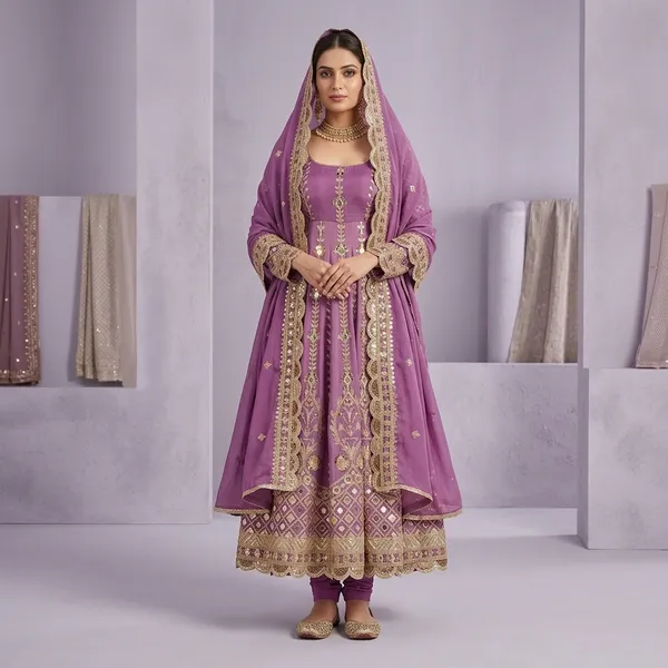 Heavy_Chinnon_Silk_Embroidery_Sequence_Work_Anarkali_Suit_Set_With_Pant_And_Dupatta
