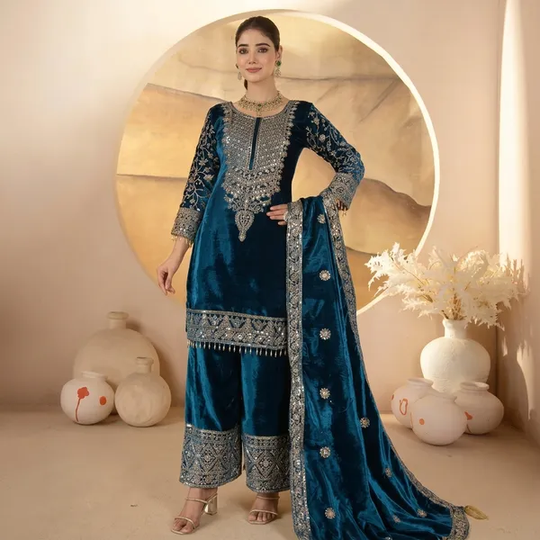 Designer_Heavy_Viscose_Velvet_Embroidery_Sequence_Work_Suit_Set_With_Pant_And_Dupatta_Dark_Blue