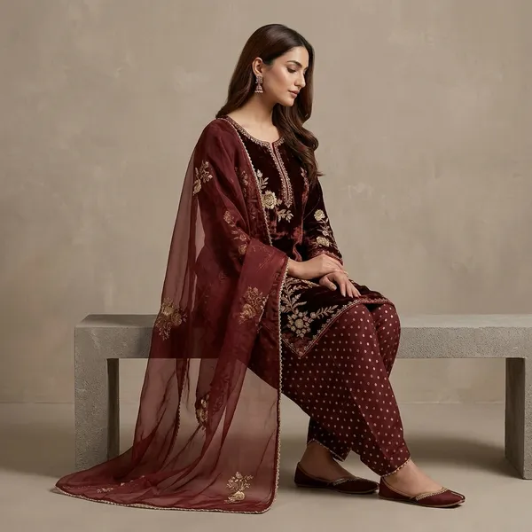 Heavy_Velvet_Embroidery_Sequence_Work_Top_With_Farshi_Salwar_And_Dupatta_Set