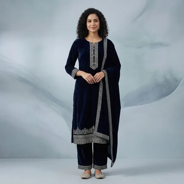 Velvet_Sequence_Embroidery_Work_3_Piece_Winter_Collection_Suit_Set_With_Pant_And_Dupatta_Blue