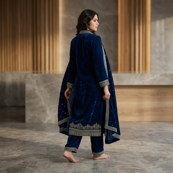 Velvet_Sequence_Embroidery_Work_3_Piece_Winter_Collection_Suit_Set_With_Pant_And_Dupatta_Blue