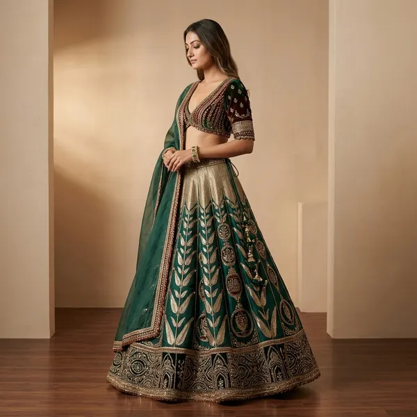 Mulmul_Silk_Embellished_Lehenga_Set_With_Velvet_Blouse_Organza_Dupatta_Default_Title