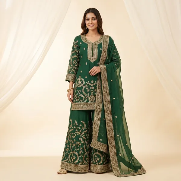 Premium_Designer_Jimmy_Choo_Top_Palazzo_And_Dupatta_Set_With_Heavy_Embroidery_Work_Green