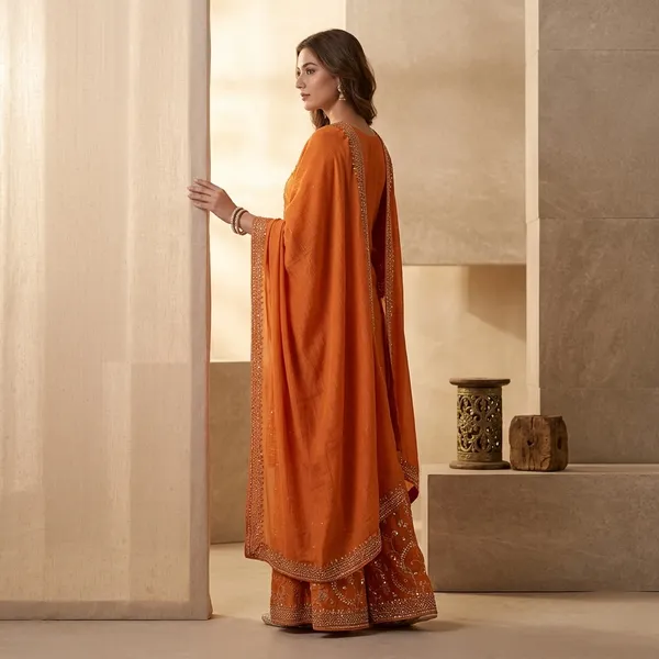 Premium_Designer_Jimmy_Choo_Top_Palazzo_And_Dupatta_Set_With_Heavy_Embroidery_Work_Orange