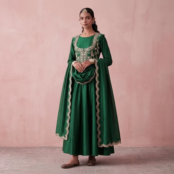 Designer_Green_Gown_For_Mehandi_Party_Wear_Look_Collection_Red