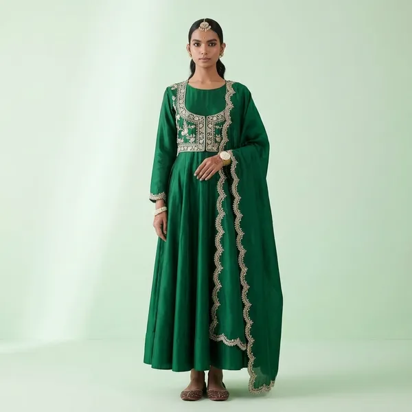 Designer_Green_Gown_For_Mehandi_Party_Wear_Look_Collection_Green
