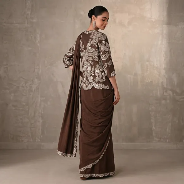 Smoky_Crepe_Drape_Saree_With_Embroidered_Jacket
