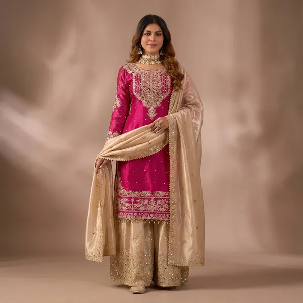 Designer_Silk_Top_Palazzo_And_Dupatta_Set_With_Heavy_Coding_Dori_And_Sequin_Work_Pink