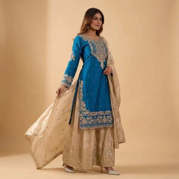 Designer_Silk_Top_Palazzo_And_Dupatta_Set_With_Heavy_Coding_Dori_And_Sequin_Work_Blue