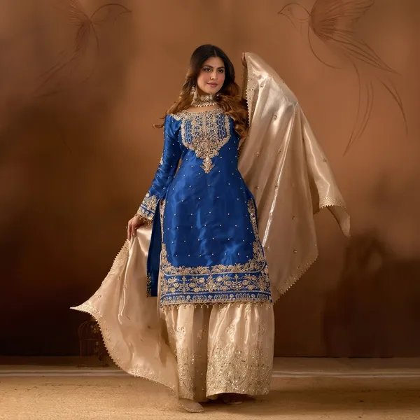 Designer_Silk_Top_Palazzo_And_Dupatta_Set_With_Heavy_Coding_Dori_And_Sequin_Work_Blue