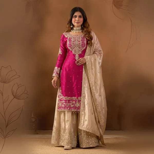 Designer_Silk_Top_Palazzo_And_Dupatta_Set_With_Heavy_Coding_Dori_And_Sequin_Work_Wine