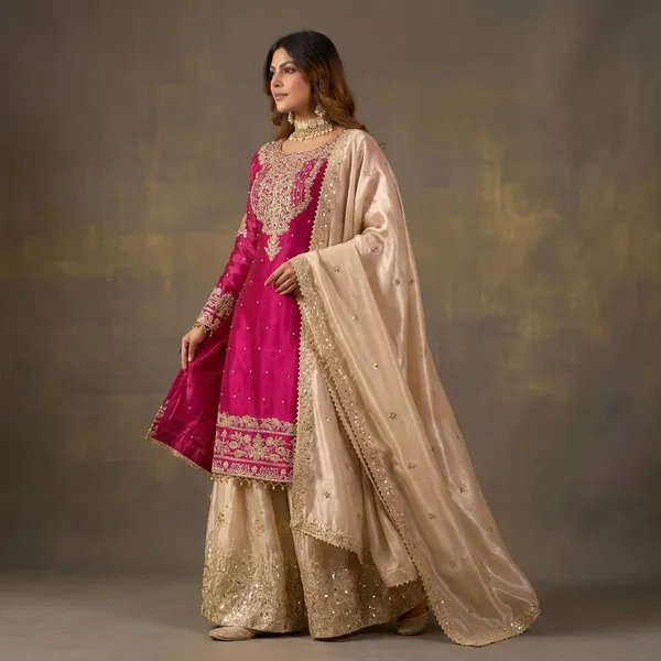Designer_Silk_Top_Palazzo_And_Dupatta_Set_With_Heavy_Coding_Dori_And_Sequin_Work_Wine