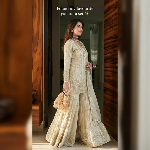 Designer_Faux_Georgette_Top_Palazzo_And_Dupatta_Set_With_Heavy_Embroidery_Sequin_Work_Orange