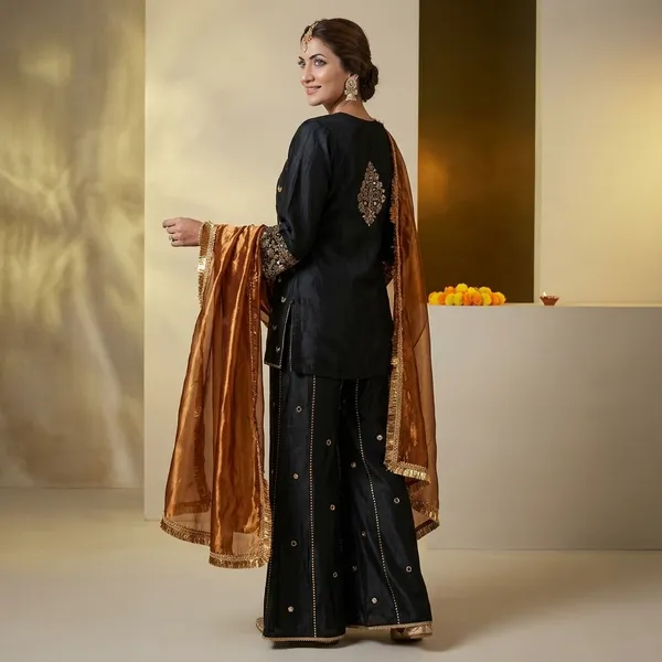 Chinon_Silk_Kurti_Palazzo_Set_With_Dupatta_And_Sequin_Zari_Embroidery_Work