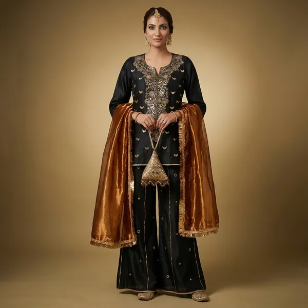 Chinon_Silk_Kurti_Palazzo_Set_With_Dupatta_And_Sequin_Zari_Embroidery_Work