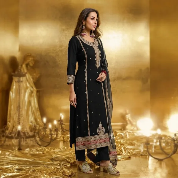 Designer_Faux_Georgette_Top_Bottom_And_Dupatta_Set_With_Heavy_Coding_Sequin_Embroidery