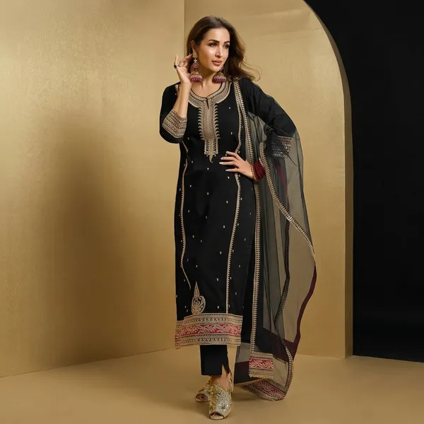 Designer_Faux_Georgette_Top_Bottom_And_Dupatta_Set_With_Heavy_Coding_Sequin_Embroidery