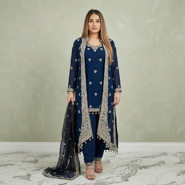 Designer_Kurti_Koti_Pant_Set_With_Heavy_Embroidery_Work