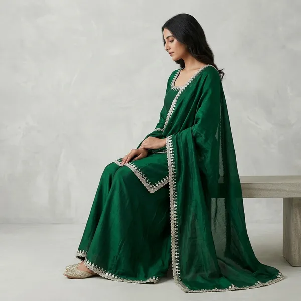 Designer_Party_Wear_Top_Palazzo_Set_With_Mirror_Work_Dupatta_Green