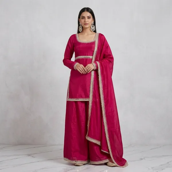 Designer_Party_Wear_Top_Palazzo_Set_With_Mirror_Work_Dupatta_Blue
